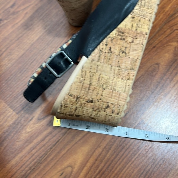 Crocs A-Leigh Sz 11 Leather & Cork Slingback Wedge Sandals Black - Picture 10 of 10